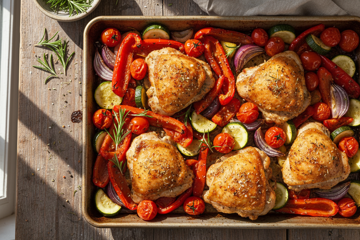 Pollo Asado con Verduras Mediterráneas